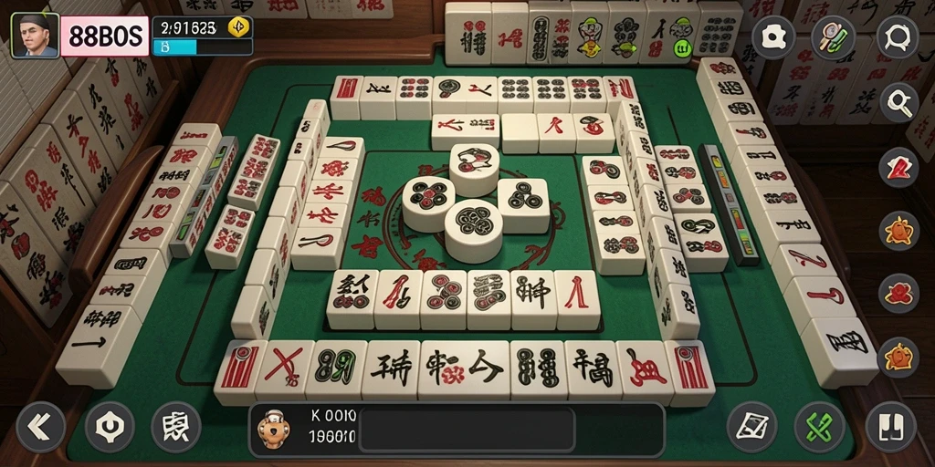 Tampilan gameplay seru dalam permainan Mahjong 88BOS.