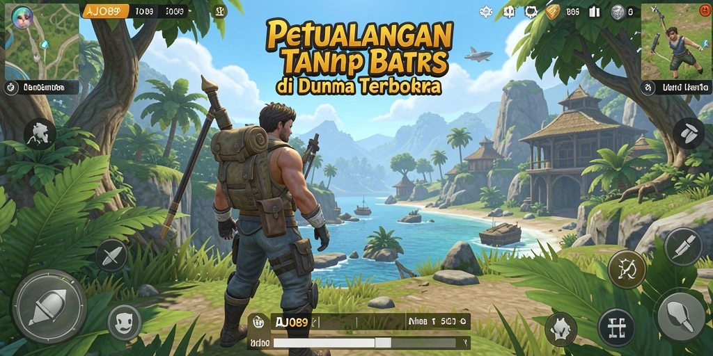 Gameplay AJO89 yang menampilkan eksplorasi dunia terbuka yang luas.