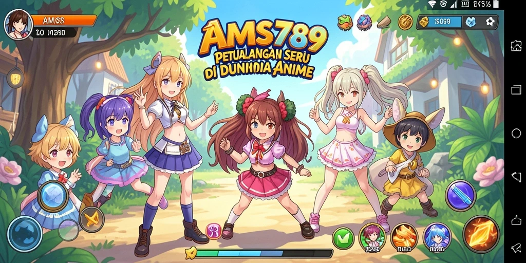 Screenshot menunjukkan pertarungan seru di dunia Anime AMS789.