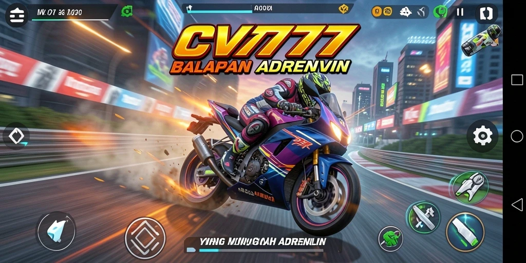 Screenshot menampilkan aksi balapan motor yang mendebarkan di CV777.