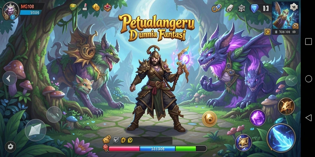 Gameplay MG108 yang penuh petualangan di dunia fantastis.