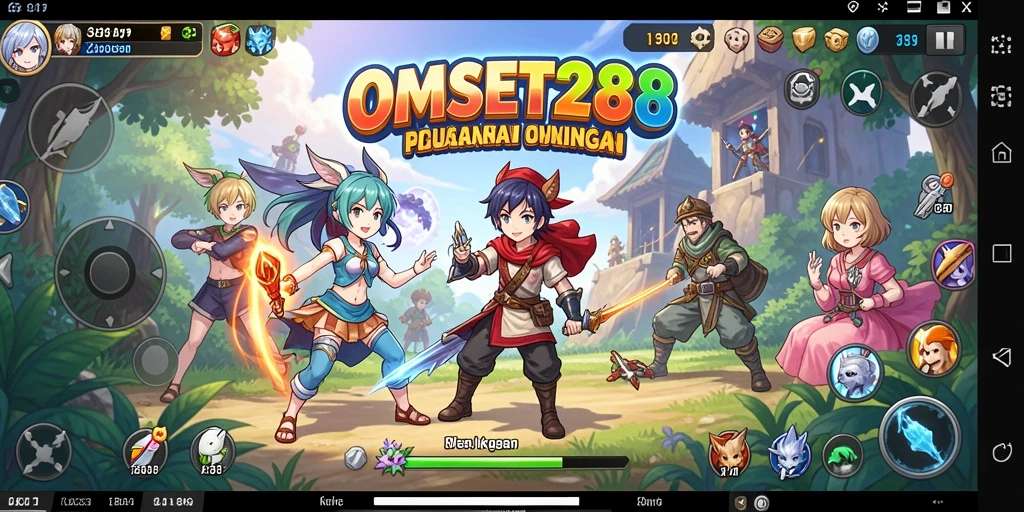 Screenshot gameplay OMSET288 menunjukkan aksi karakter anime yang seru.