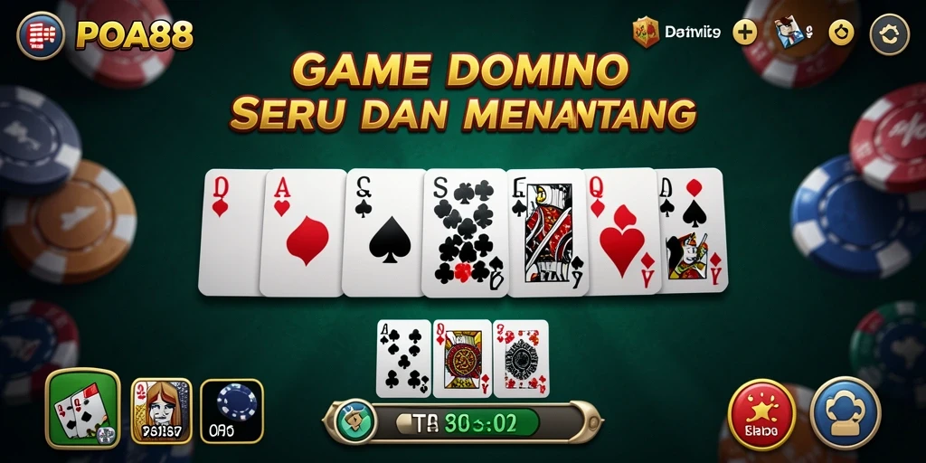 Tampilan gameplay seru di POA88 yang menampilkan pertandingan Domino.