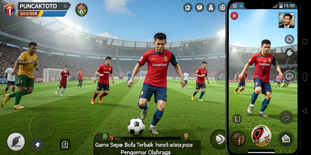 Screenshot PUNCAKTOTO menampilkan aksi seru di lapangan sepak bola.