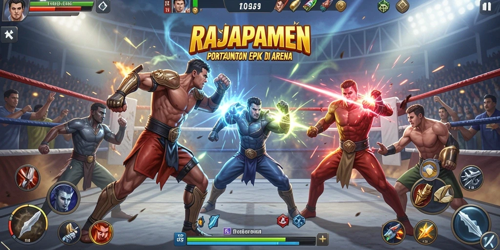 Tampilan pertarungan epik di RAJAPAMEN dengan aksi yang mendebarkan.