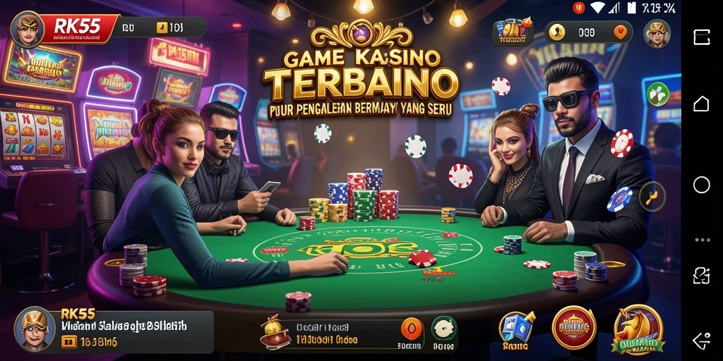 Screenshot gameplay RK55 dengan grafis permainan kasino yang menarik.