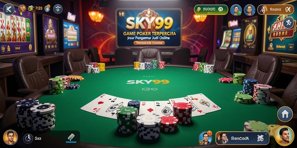 Tampilan menarik dari gameplay Poker di SKY99 yang mendebarkan.