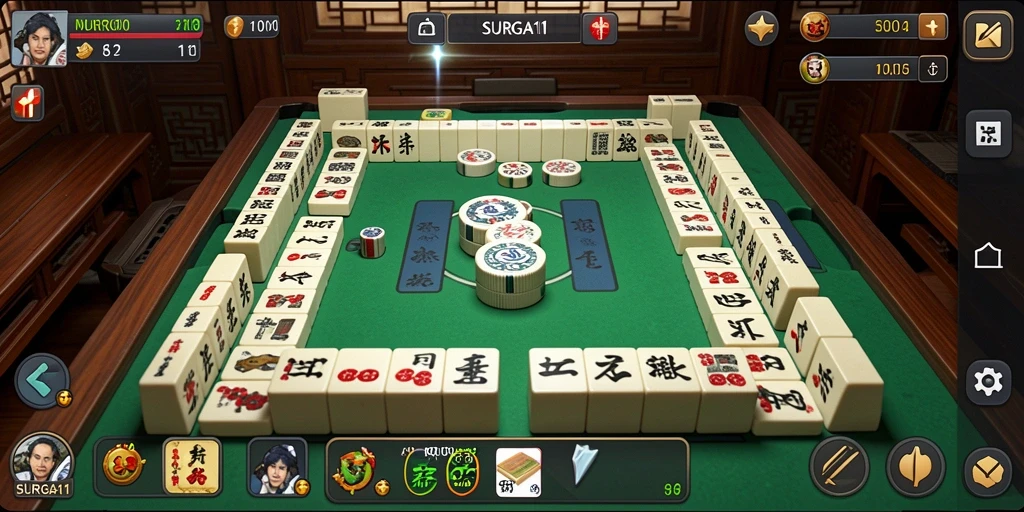 Tangkapan layar utama SURGA11 menampilkan gameplay Mahjong yang menarik.