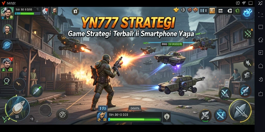 Screenshot YN777 menunjukkan pertempuran strategi yang intens.